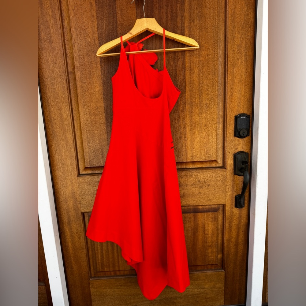 Anthropologie Asymmetric Red Sexy Floral Cocktail Party Dress Resort Wear 2 - Picture 6 of 14